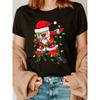 Dabbing Santa Print T-Shirt | Short Sleeve Crew Neck Casual Top for Summer & Spring, Women'S Clothing, Cartoon Pattern