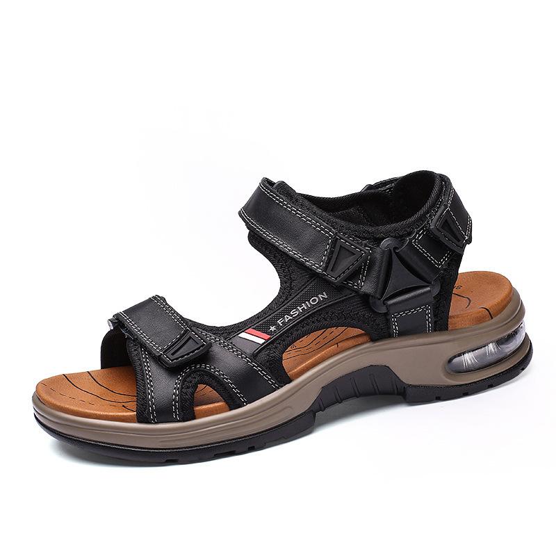 Foreign trade men's sandals leather casual beach sandals retro summer air cushion sandals men's outdoor sandals