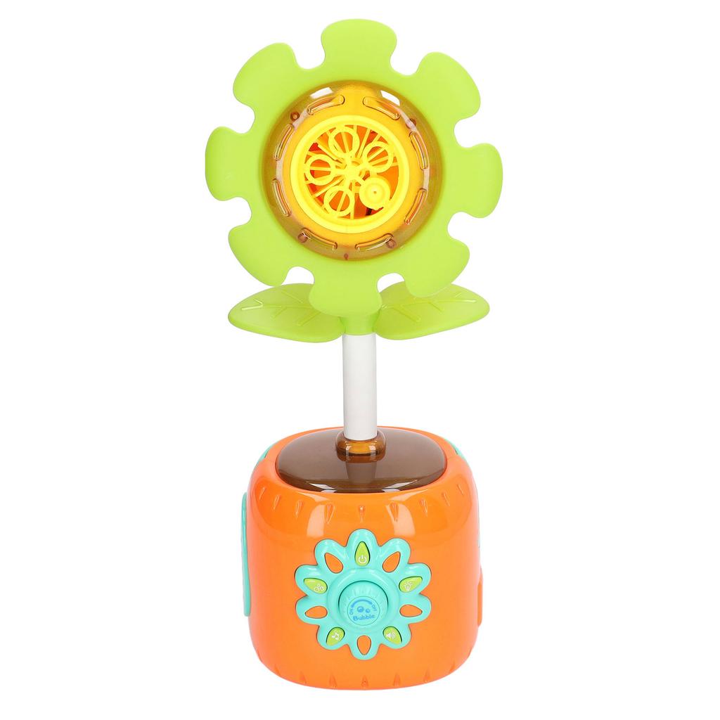 Kids Electric Bubble Blowing Machine Sunflower Shape Colorful Light Music Bubble Maker Toy