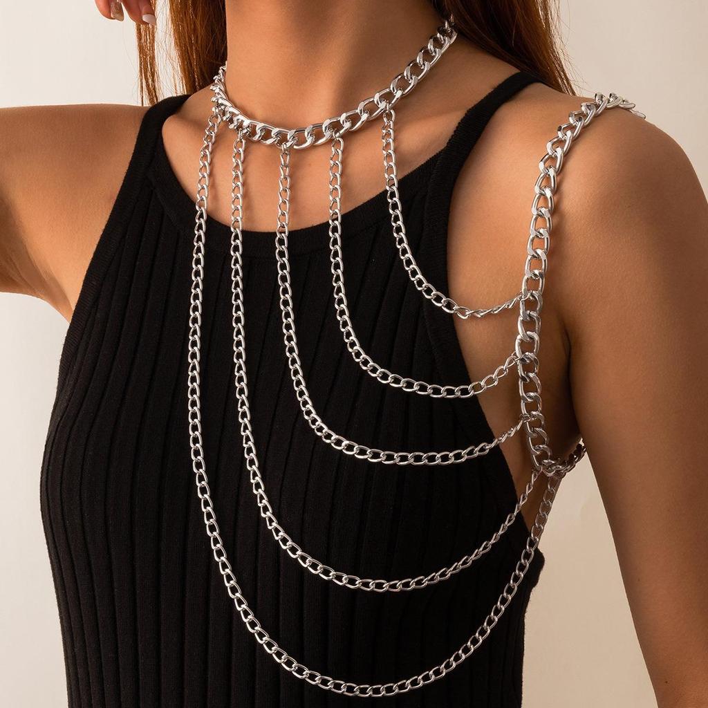 European-American Multi-layer Tassel Shoulder Necklace for Women