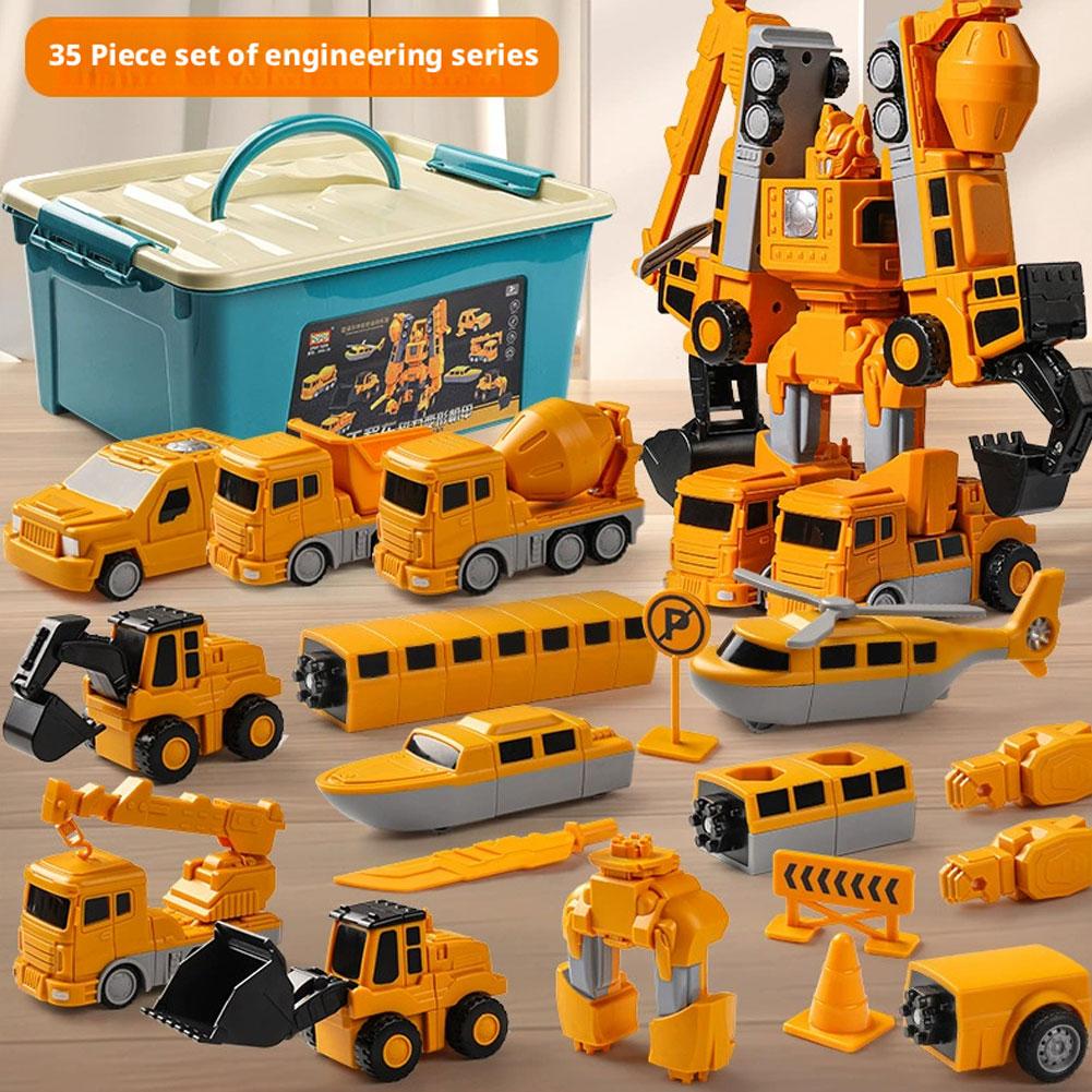 Children Magnetic Toy Car Boy Building Block Assembly Engineering Vehicle Transforming Puzzle King Kong Robot Kid Activities Toy