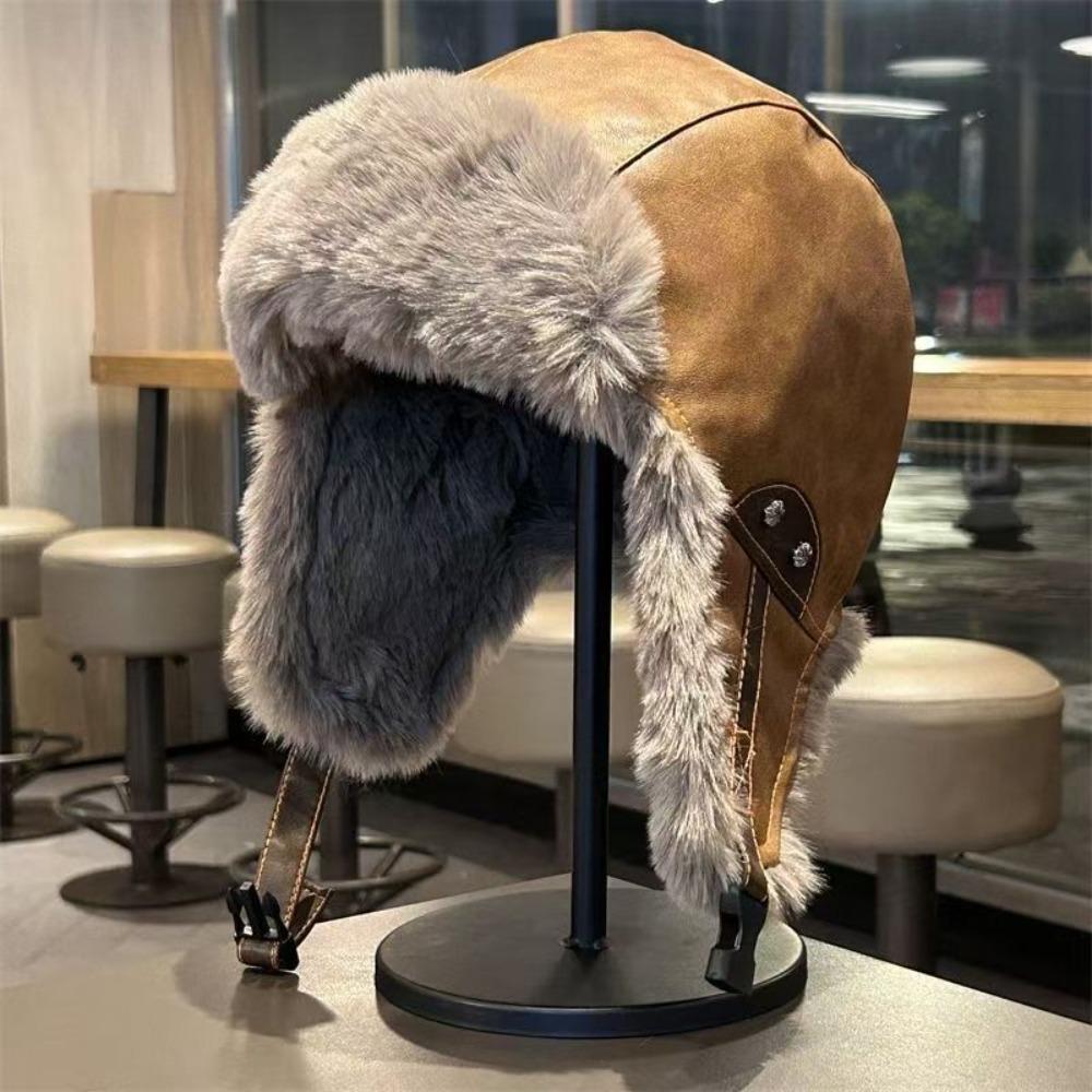 Winter Knit Trapper Hat Fleece Lined Thickened Earflap Beanie Windproof Warm Cold Weather Cap