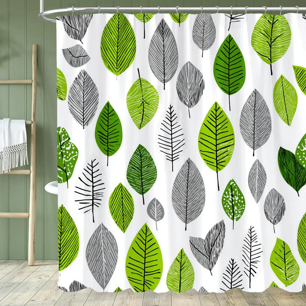 

Tropical Greenery Leaf Shower Curtain Plant Leaves Bathroom Curtain Romantic Refreshing Curtain Polyester Fabric Bathroom Shower 90x180cm-35x70in