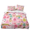 Pink Christmas Three-Piece Digital Printed Bedding Set Santa Quilt Cover