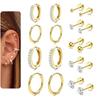 Stainless Steel European-American Style Stud & Hoop Earring Set