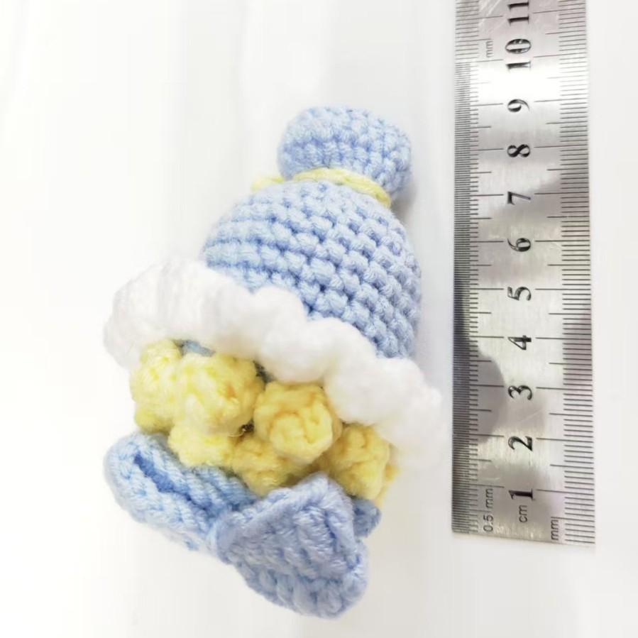 Hand-Knitted Yarn Mini Bouquet Keychain Pendant