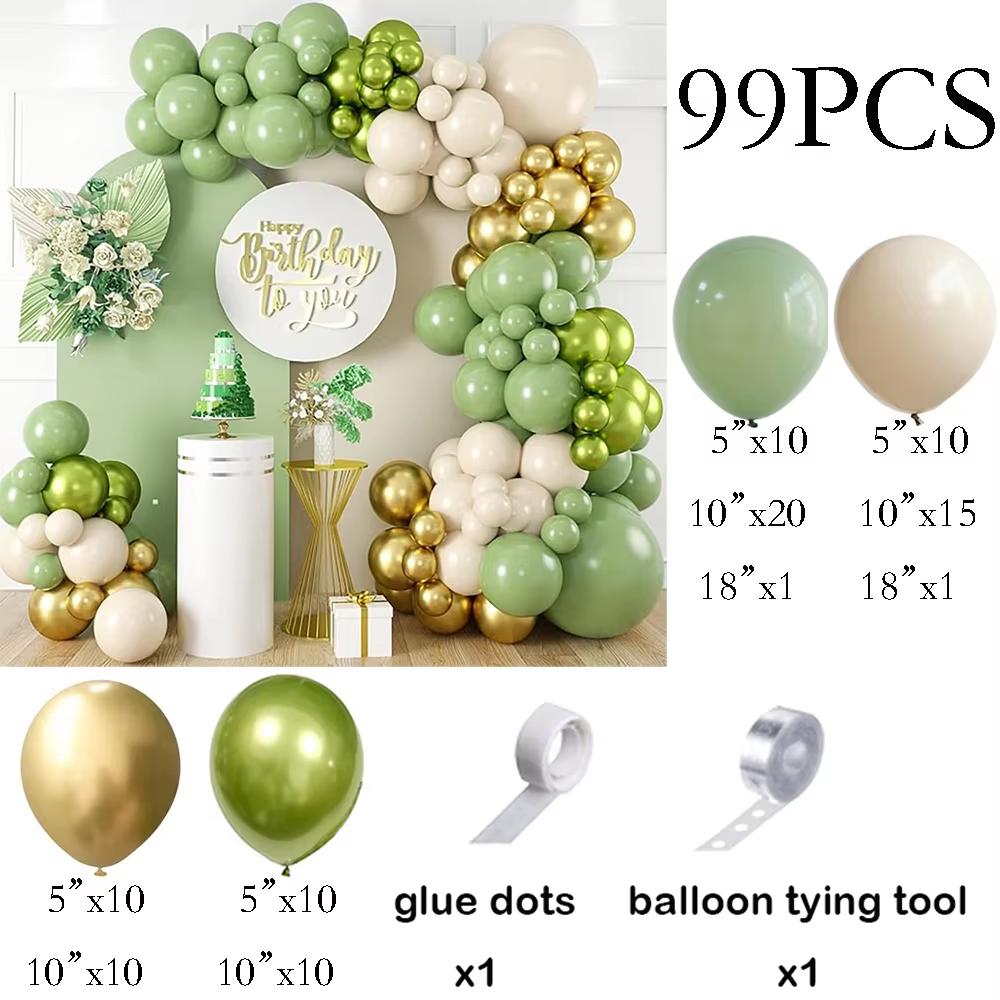 Green Balloons Arch Sage Green White Sand Gold Confetti Latex Ballon Garland Birthday Party Wedding Graduation Decoration Globos
