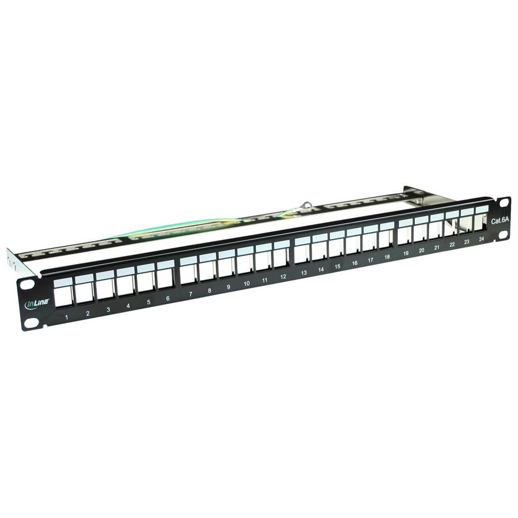 InLine Panneau De Brassage Cat.6A 16 Ports 19" 1U - Keystone 10 GB/s PoE++ Avec Gestion Câbles - 76822D