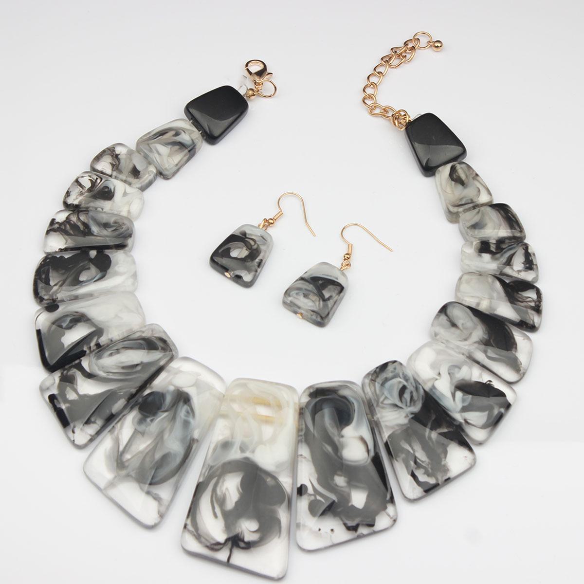 

Комплект из колье и серег в европейском и американском ретро стиле для женщин чёрный/белый