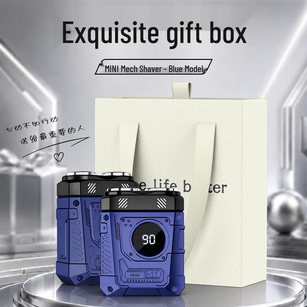 Compact Dual-Head Magnetic Electric Shaver: Rechargeable Razor with Digital Display and Gift Box