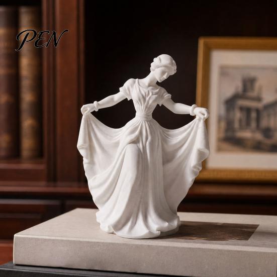 Soft Lines Ballerina Art 3D Printed Dancer Figurine, Elegant Dance Girl Statue with Flowing Dress, Aesthetic PLA Home Decor Sculpture for Decor,