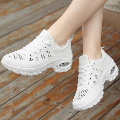 New Summer Hollow Mesh Breathable Dancing Sneakers Lightweight Soft Sole Air Cushion Thick Sole Single Mesh Shoes