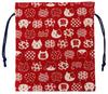 Kyosuke Drawstring Bag for Goshuincho Stamp and Small Japanese Made In Red and Dark X (Temple Book) Items, Cat, Pattern, Cotton, Japan, Nyankomon,