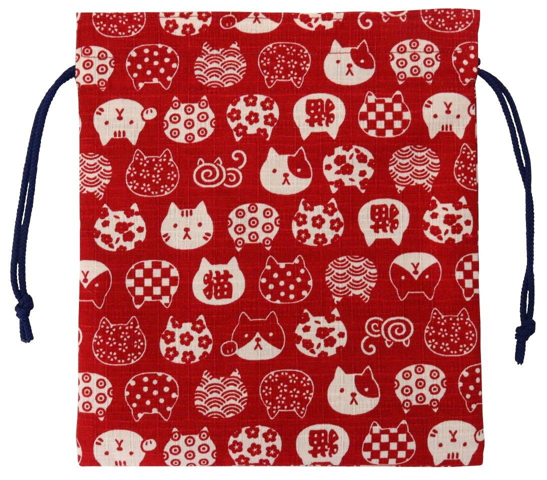 

Киоске Сумка на шнурке для Госюинтё Штамп и Маленькая Сделано в Японии Красный и Темно-х (Книга Храма) Предметы, Кот, Узор, Хлопок, Япония, Нянькомон,