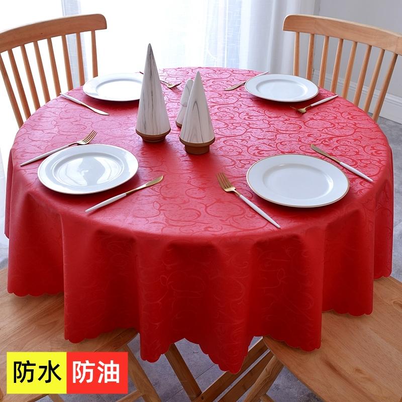 European Style Fabric Wedding Pad Round Household Printed Waterproof Desk Cloth Solid Color Hanging Non Washable Tablecloth