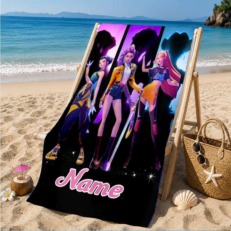 Benutzerdefinierter Name Fantasy Night Trio K-Pop Strandtuch Mikrofaser Strandtuch, Leicht und Schnelltrocknend, für Sommerreisen, Schwimmbad Geschenk