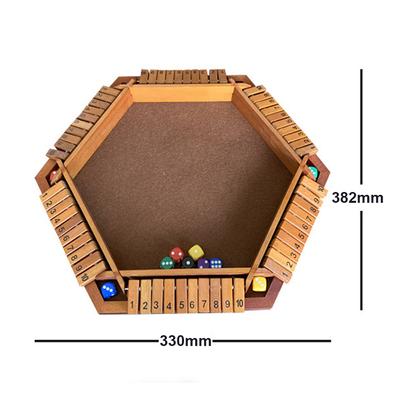 1-6 Players Shut The Box Dice Game, Wooden Board Table Math Game with 6 Dice for Kids & Adults, Picnic, Home, Party or Pub