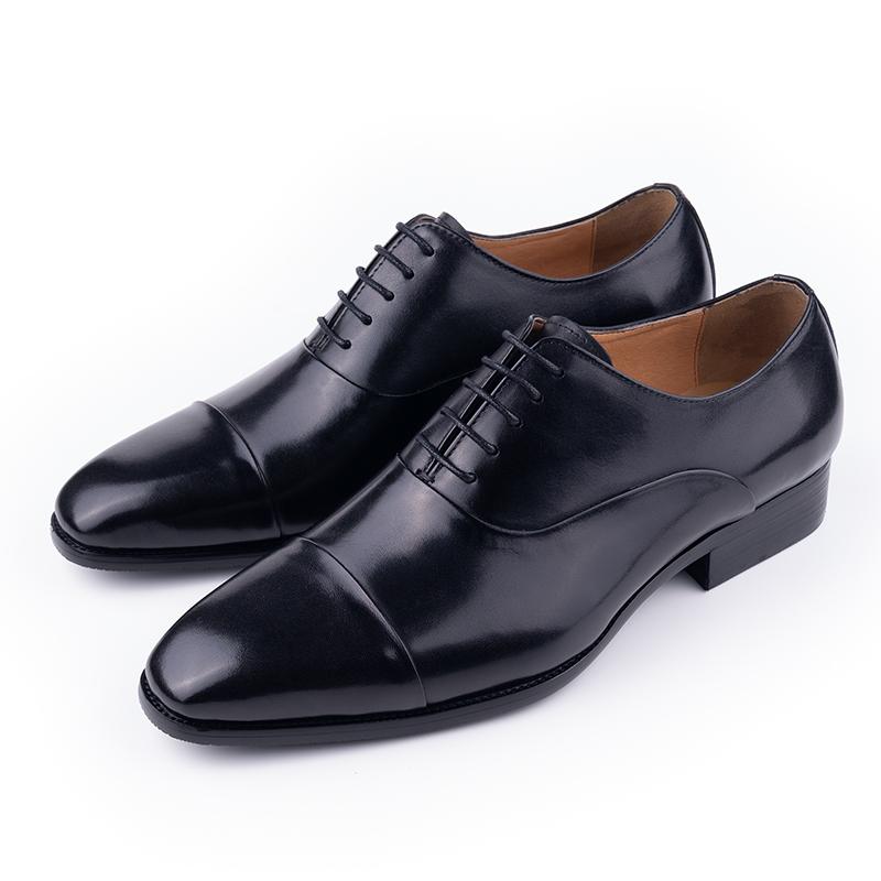 Fashion Successful Business Shoes Men Pure Leather Elegant High Grade Oxford Natural Handmade Formal Dress Office Party Suit Black Color