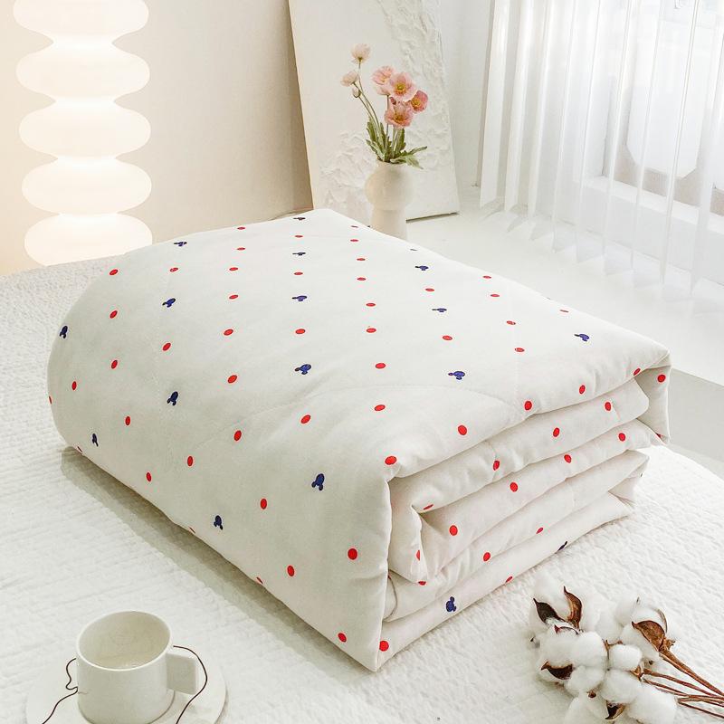 Cool Cotton Summer Thin Quilt, Machine Washable Single Double Pure Cotton Quilt, Air Conditioning Summer Blanket