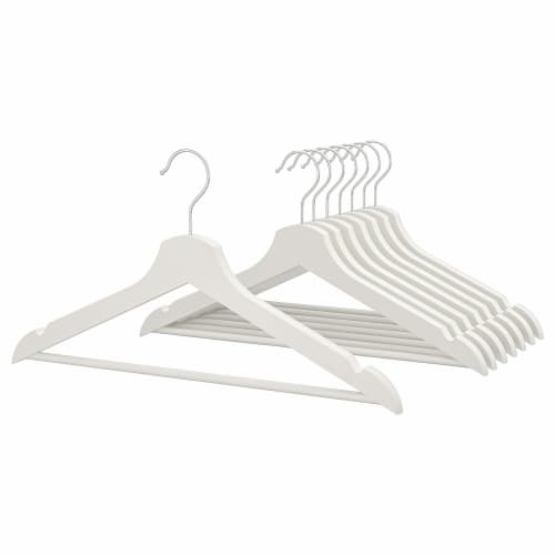 Set of 8 White Wooden Hangers