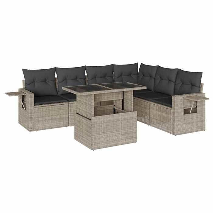 VidaXL Salon de jardin avec coussins 7 pcs gris clair résine tressée 3267932