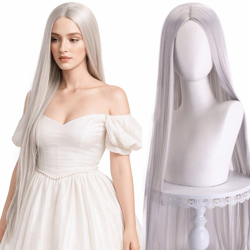 100cm Long Straight Cosplay Wig Central Split Straight Hairpiece Anime Cosplay Wigs Halloween