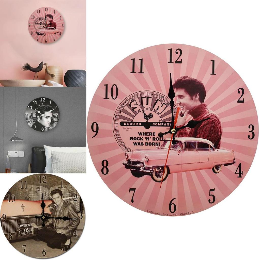 Minimally Retro Elvis Presley Patterned Wall Clock For Living Room Decor