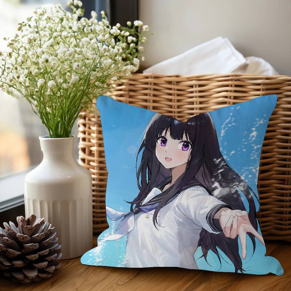 

Chitanda Eru Anime Office Cushion Pillowcase Car Cushion Cover45X45CM Lumbar Pillowcase Sofa Pillowcover 16x16Inch