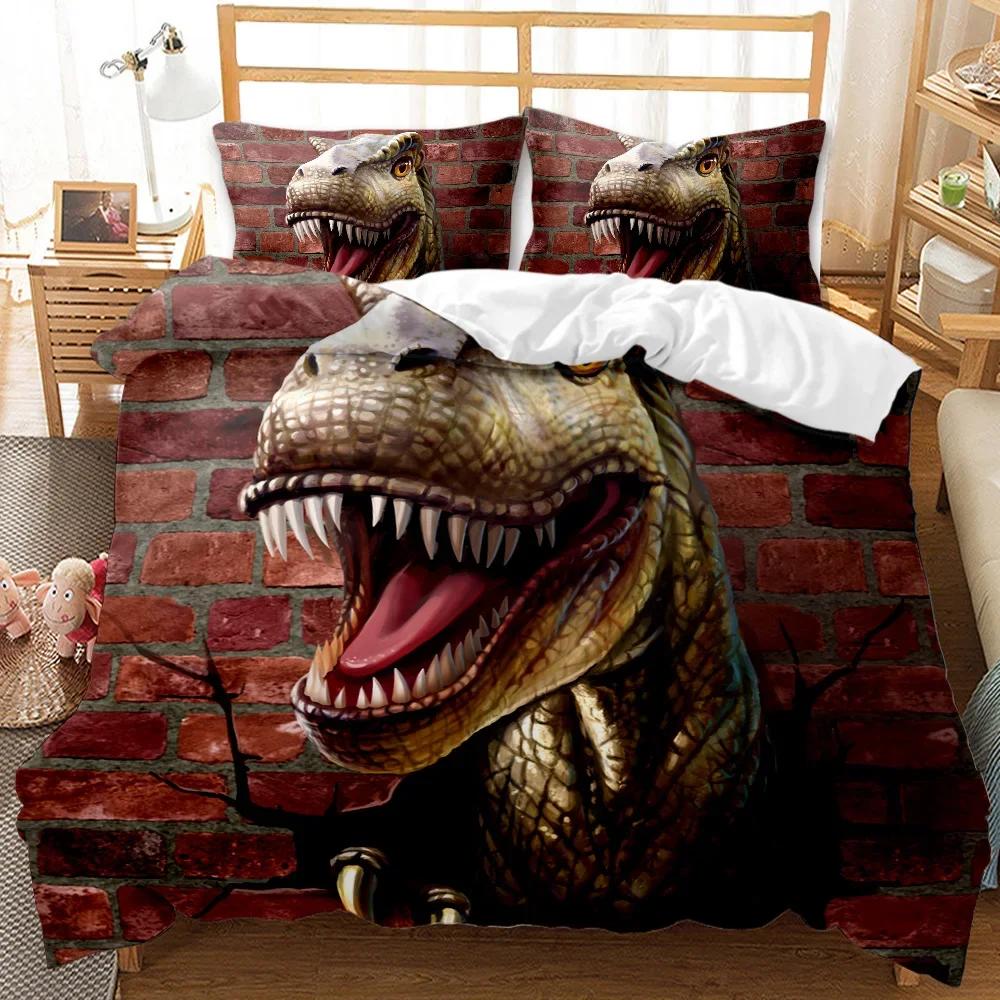 3D Dinosaur Bedding Sets Jurassic World Battle Duvet Cover Unique Dinosaur Quilt Cover Kids Boys King Polyester Comforter Cover