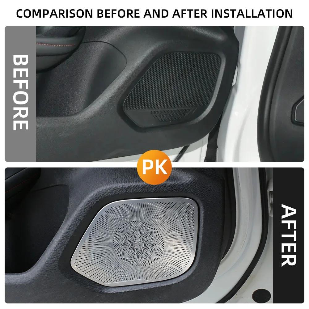 For Peugeot 2008 2019 - 2025 E2008 2020 - 2025 Door Stereo Audio Speaker Cover 4Pcs Decoration Sticker Trim Interior Accessories