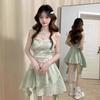 Sweet Spice Girl Lotus Leaf Sling Dress Fairy Summer Floral Skirt Irregular Temperament Seaside Beach Dress
