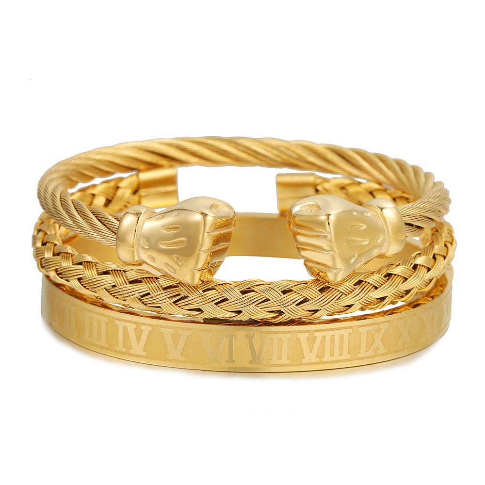 Geometric Stainless Steel Men Women Bracelets With Roman Letter Bead Design For Travel Gift