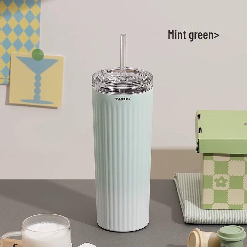 Vanow Ceramic Lined Insulated Straw Coffee Cup