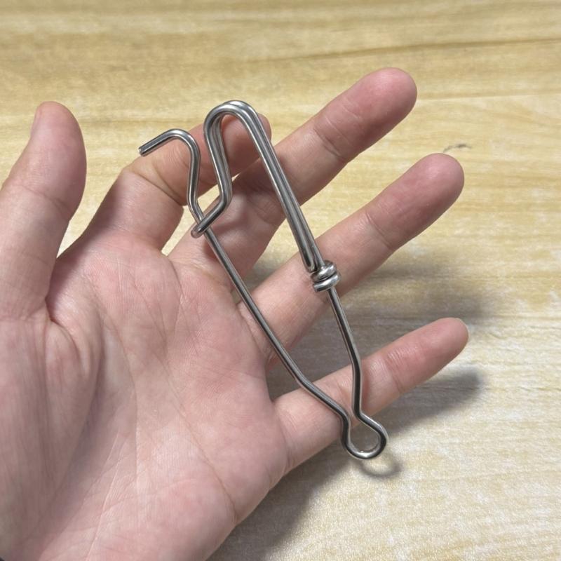 4Pcs Longline Fishing Snap Clip Quickly Lock Lures Connector Stainless Steel Hooked Snap Pin Longline Branch Hangers