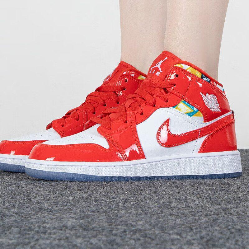 Jordan 1 Mid Barcelona Sweater Red Patent GS DC7248-600