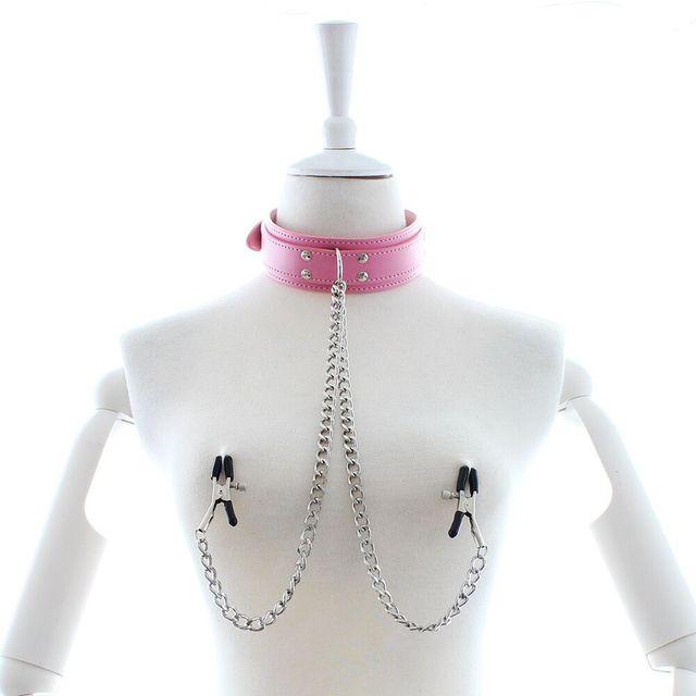 Bdsm Bondage Choker Collar with Nipple Clamp Breast Clip Chain Fetish Slaves Flirt Adult Games Erotic Tools Sex Toys for