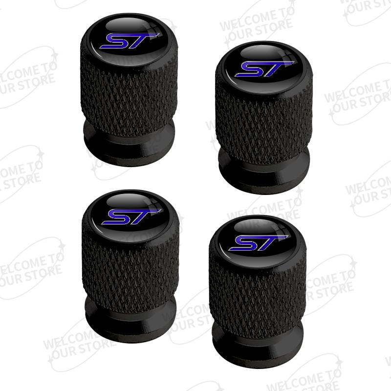 Aluminum For ST Logo Ford Focus Fiesta Mondeo Ecosport Puma Bronco C-MAX Hybrid 4pcs Car Decor Wheel Tire Valve Caps Stem Cover