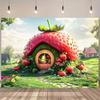 2D Enchanted Strawberry House Backdrop Spring Garden Party Background