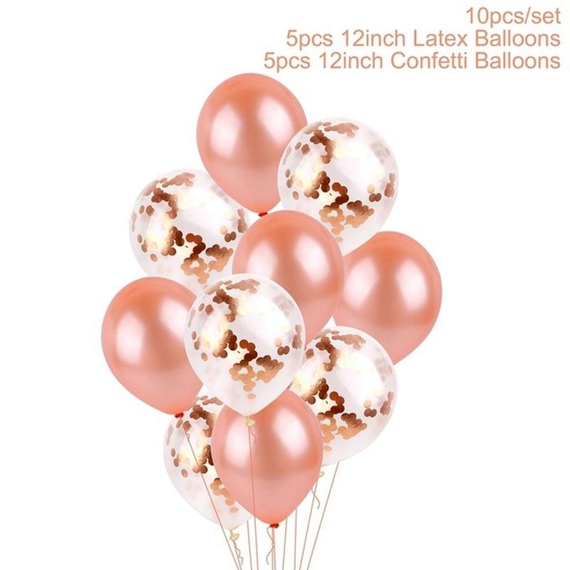 10/14/20pcs Rose Gold Party Confetti Sequin Balloon Accessories Heart Ballons