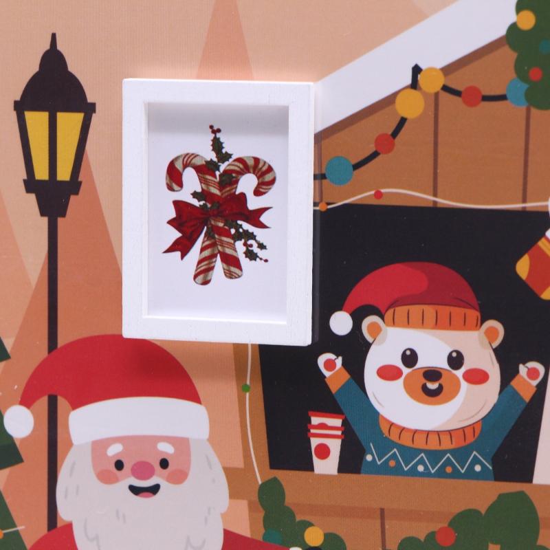 1/12 Dollhouse Mini Christmas Wall Mural Ornament Dollhouse Home Decoration Dolls House Micro Xmas Scene Photo Props