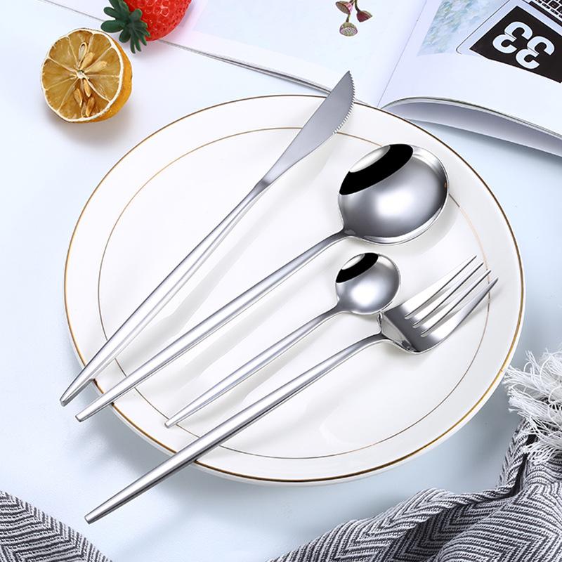 30pcs Gold Dinnerware Set Stainless Steel Steak Knife Fork Coffee Spoon Teaspoon Flatware Dishwasher Safe Kitchen Tableware Set