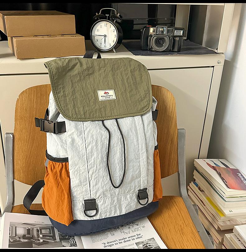 Schoolbag Large Capacity Contrast Color Lightweight Backpack 1011 New Versatile Commuter Travel Backpack Student School Bag