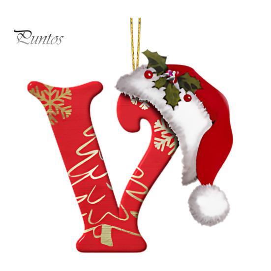 

Підвіска з різдвяною літерою Акрилова двовимірна плоска літера, що висить, ялинка, капелюх Санта Клауса, літера, прикраса для камінної дверної стіни V