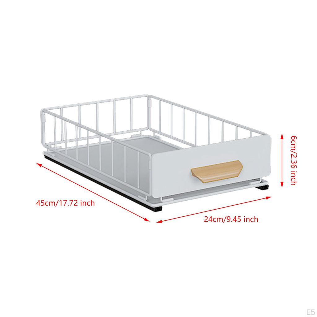 Pull Out Cabinet Organizer Guide Rail Design Expandable Sliding Drawer Pantry Storage Shelf for