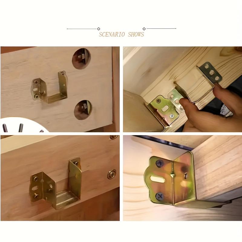 Heavy-Duty Metal Bed Support Bracket Set with Screws - Easy to Install, Strong Corner Support Hooks, Suitable for Furniture
