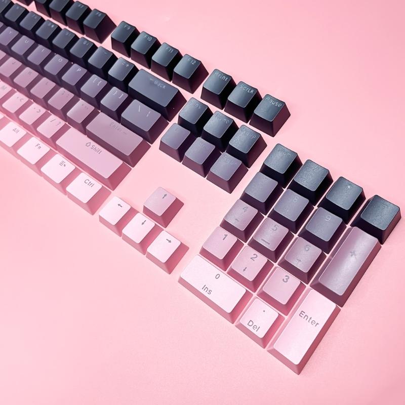 Ergonomic OEM Profile PBT Keycap Set, Front Printed Double Shot Keycap with Shine Through for Mechanical Keyboards