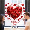Valentinstag Fenstersticker PVC Herz Rose Liebesbrief Form Kranz Abnehmbar Wasserdicht Statischer Glasaufkleber