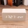 Electronic Digital Wooden LED Alarm Clock Sounds Control Temperature Desktop 1#