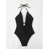 Maillot de bain une pièce en dentelle de couleur unie pour femme, ensemble de bain de plage, maillot de bain, body