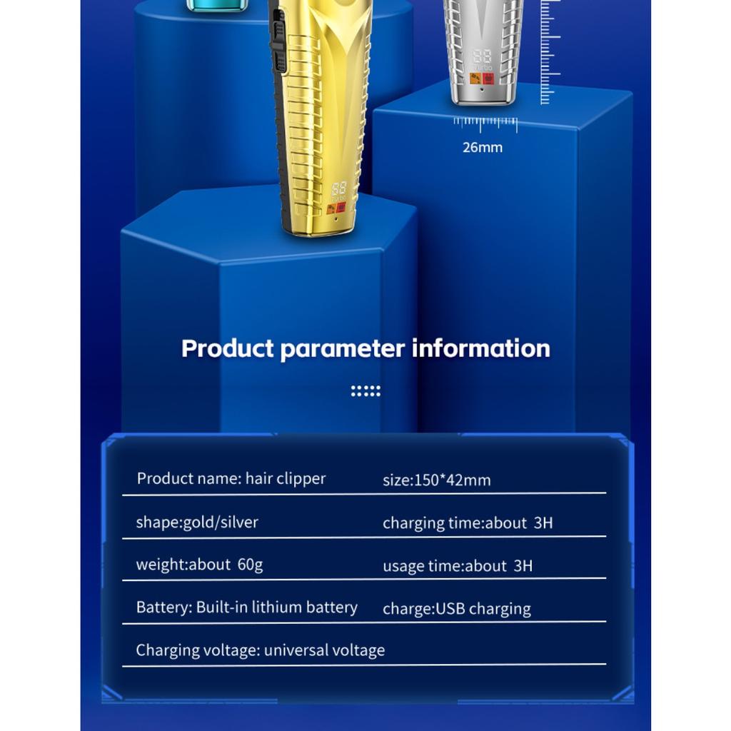 Electric Clipper, Men's, Carving Specific, Electric Pusher, Charging Model, Digital Display, Hair Salon, Professional, Electric, Hair Clipper